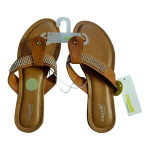 Capelli NY Memory Foam Rhinestone Flat Sandals Size 9